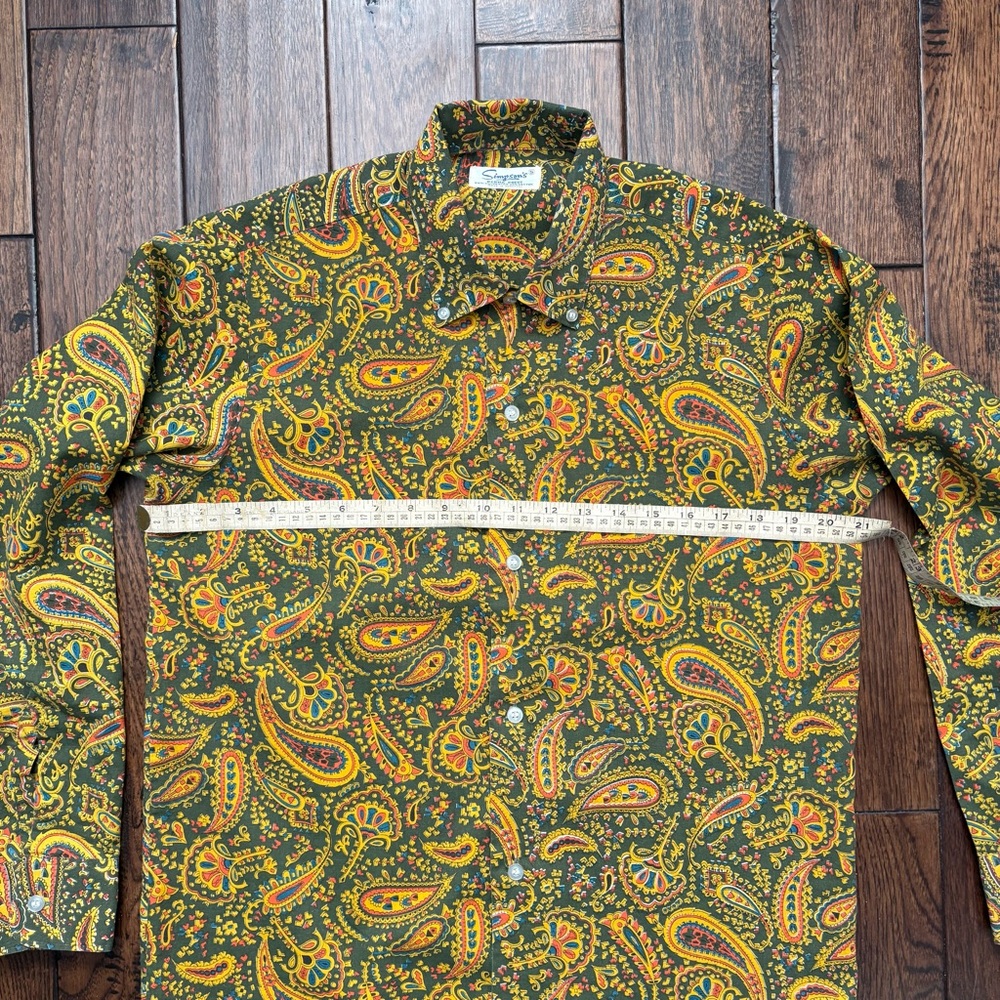 VINTAGE Simpsons Men’s US Small Paisley Patterned Button Down Shirt Unique EUC - Picture 5 of 5